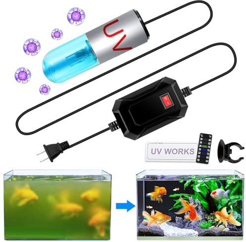 JAHEA Aquarium Clean Light,3 W mini &13W Submersible Light with UV Test Card,Aquarium Water Clean Green Clear Waterproof Clean Lamp for Pond,Swimming Pool,Indoor (3W MINI)