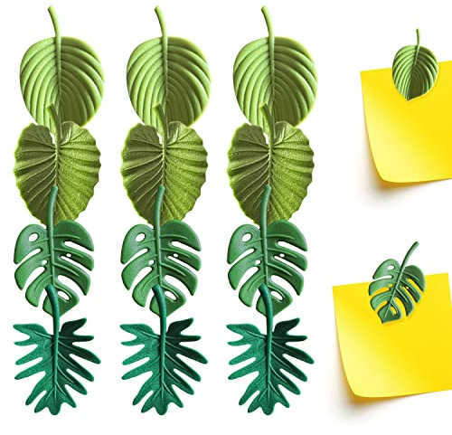 12-Pack Monstera Leaf Shaped Refrigerator Magnets, Bamboo Leaf Magnetic Decoration, Monstera Plant Magnets, Suitable for Refrigerator, Office, Kitchen, Classroom Blackboard