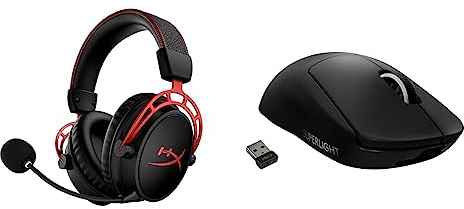 HyperXCloud AlphaWireless-Gaming-HeadsetfürPC,300StundenAkkulaufzeit,DTSHeadphone & Logitech G PRO X Superlight kabellose Gaming-Maus mit Hero 25K Sensor, Ultra-leicht mit 63g - Schwarz