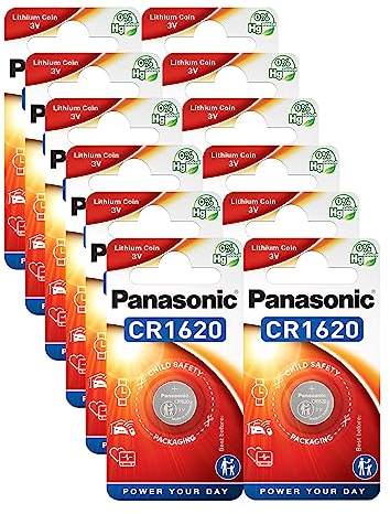 Panasonic CR1620 Lot de 12 piles bouton lithium 3 V