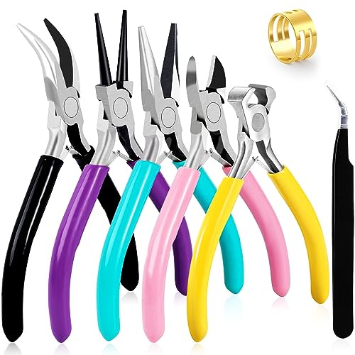 5 pinze per gioielli con pinze a becco ad ago/pinze a naso rotondo/pinze a becchi a catena/pinze a naso piegato/pinze per cerniera tronchesi per avvolgere fili orecchini forniture artigianali