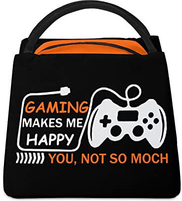 FWJZDSP „Gaming Makes Me Happy“, isolierte Lunchbox-Einkaufstasche, individuelle Handtasche, bedruckt, süß