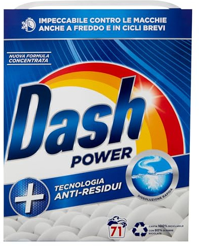 Dash Power Detersivo Lavatrice in Polvere, Tecnologia Anti-Residui, 71 Lavaggi 3550 g