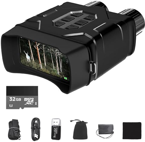 Undres Nachtsichtgerät, 4K HD Digitales Infrarot-Nachtsichtfernglas, 10-facher Digitalzoom, 1000 ft Sichtweite, 4000 mAh Batterie, mit 32 GB TF-Karte, für Camping, Jagd, nächtliche Outdoor-Aktivitäten