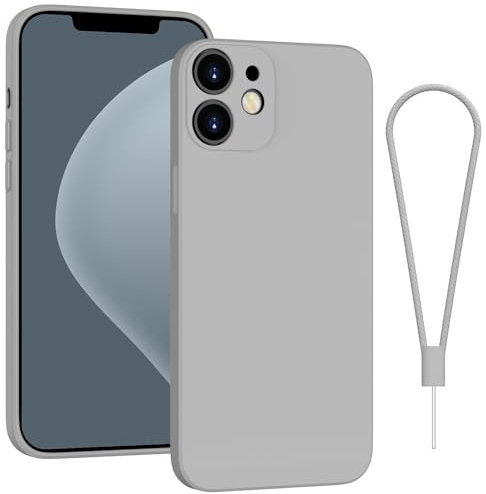 Andwing For iPhone 12 Case Silicone Case Soft Ultra Phone Case Slim Protective Shockproof Cover Scratch-Resistant Microfiber Lining, 6.1 Titanium Gray