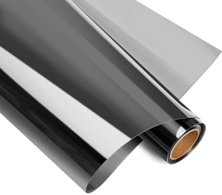 HIDBEA One Way Window Film Privacy, Heat Control Mirror Reflective Daytime UV Sun Block House Window Tint, Anti Glare Static Cling Glass Tinting for Home and Office (Black Silver, 60×200cm)