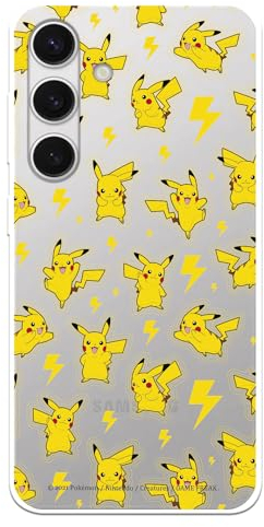 Schutzhülle kompatibel mit Samsung Galaxy S24 Offizielle Pokémon Pikachu Muster zum Schutz Ihres Handys. Flexible transparente Silikonhülle, offizielle Pokémon-Lizenz