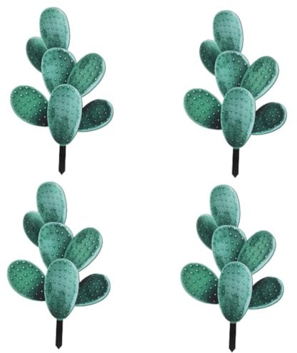 Mipcase Déco De Jardin Cactus 4 Pièces Carte De Cactus Décor Inséré Sol Plantes Piquets Décorations De Fleur en Métal Signe Extérieur Plantes pour L'extérieur Pelouse Fleur Tas De Bois Acrylique