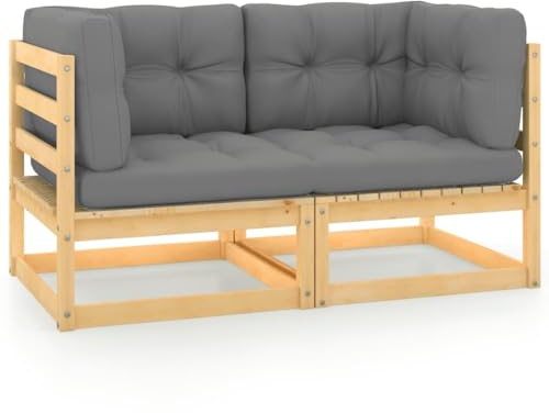 FUDUGEHMIOFWFJJ balkonstuhl,gartenstühle hochlehner,Gartensofa 2-Sitzer mit Kissen Kiefer MassivholzGeeignet für Garten, Außenbereich, Terrasse, Wohnzimmer
