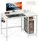 JOISCOPE Computer Desk - 100cm White Gaming Desk with USB Outlets, Type-C Charging Port, Shelves and Headphone Hook for Study, Play, Work and Home Office
