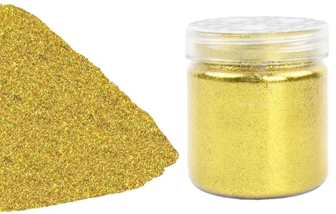 Gold Glitzerpulver, Glitzer-Pulver zum Basteln, Schimmernder Glitzerpuder, Gold Glitter Fine, 0.2mm Fine Glitzerpulver, 100 g/3,53 oz Feiner Goldglitzer, Basteln Glitzerpuder für Haare Face (Gold)