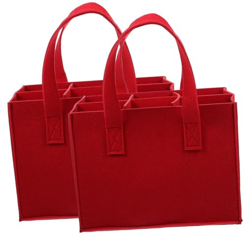 ORFOFE 2 Pz Borsa per Vino in Feltro Borse per Riporre Bottiglie di Vino Borsa da Viaggio Sacchetto di Imballaggio della Bottiglia Borse Organizer per Valigie Porta Vino Provato Rosso