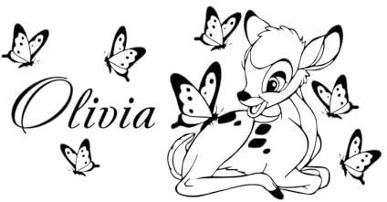 Bambi-Wandtattoo, personalisierter Babyname, individueller Wandaufkleber, Kinderzimmer, Vinyl-Aufkleber, Geschenk, Heimdekoration, Tapete, klein – 29x57cm