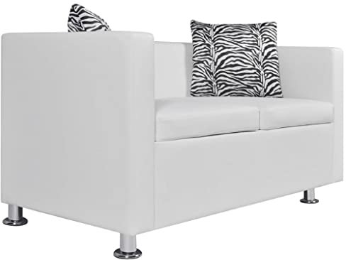 ULUYYUC Sofa Bed Bodensofa Ecksofa Schlafsofa - 2-Sitzer-Sofa Kunstleder Weiß für Party Terrasse Lounge Garten