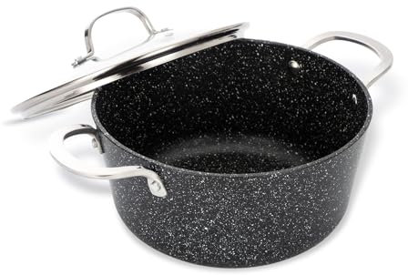 UCCLIFE Stock Pot with Lid, 10 Quart Soup Pot Black,Cooking Pots for All Stove Compatible