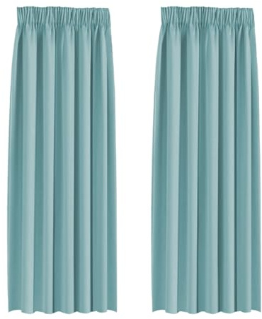 BellaHills Blackout Curtains Pencil Pleat Bedroom Curtain Panel for Privacy Protected Thermal Insulated Window Treatment for Living Room 2 Panels, 66 x 90 Inch, Mineral Blue