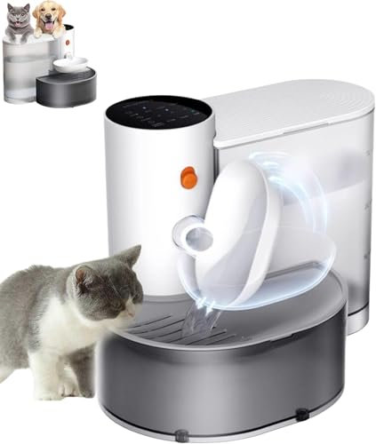 Smart Pet Water Fountain, Rechargeable Cat Water Fountain, 3LSmart Pet Water Fountain No Filter, With Self-Refill Tipping Sewage Separation Pet Water Dispenser, Ultra Silent 180 Days Endurance