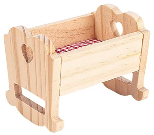 ibasenice Puppenhaus Zubehör Mini Holz Wiege Realistisches Puppenbett Modell Für Kinder Spielzeug Und Dekoration