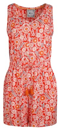 Weird Fish Mare Viscose Printed Playsuit Tango Red Size 20