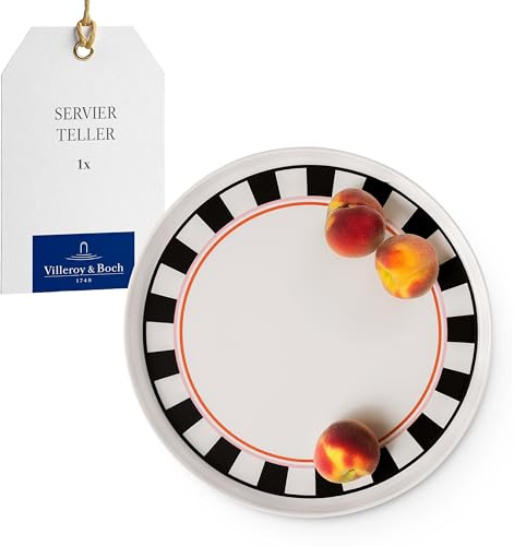 Villeroy & Boch - Memphis Collection Servierteller 33 cm Bunt, Spülmaschinenfest, Mikrowellensicher, Servierplatte in Ikonischem Design mit Akzenten in Orange, Serviertablett, Premium Porzellan