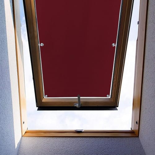Moboo Dachfenster Rollo Thermo Sonnenschutz Verdunkelungsrollo für Dachfenster UV Schutz mit Saugnäpfe ohne Bohren ohne kleben (Rot,96x98cm)