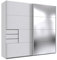 Schwebetürenschrank >Saigon< Weißer Kleiderschrank mit Spiegeltür, 225 cm Breit, 208 cm Hoch, 64 cm Tief, Modernes Design mit 4 Einlegeböden & 3 Schubladen, Made in Germany, Zerlegt geliefert