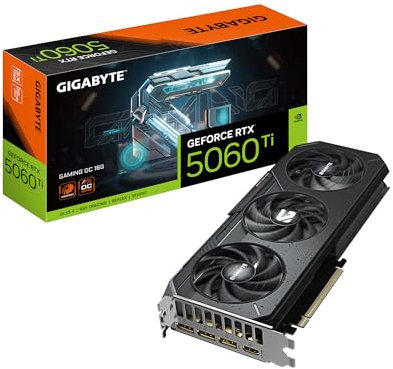 GIGABYTE GeForce RTX 5060 Ti Gaming OC 16G - Scheda grafica GDDR7, PCIe 5.0, sistema di raffreddamento WINDFORCE, scheda video GV-N506TGAMING OC-16GD