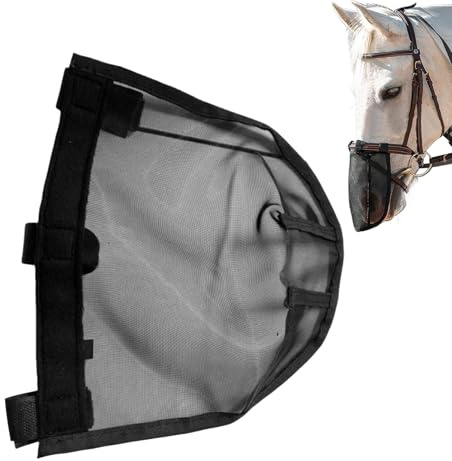 Ylnailky Equine Fliegenmaske, Pferdenasennetz, Haustierbedarf, Pferdekontrolle, Netzgewebe, atmungsaktiv, für Gesichtsschutz, Komfort, mittelgroß, groß, Kuhschutz, Bauernhof