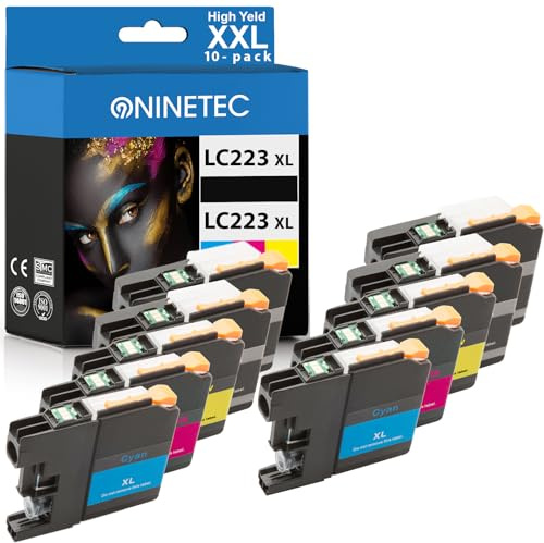 NINETEC LC-223 XL Druckerpatronen Kompatibel für Brother LC223 LC223XL LC-221 LC221 für Brother MFC-J4420DW J4620DW J4625DW J480DW J5320DW J5620DW J5720DW J680DW J880DW DCP-J4120DW J562DW 10-Pack