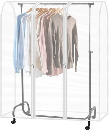 QWORK® Funda burro ropa con cremallera, 150 x 50 x 150 cm bolsas transparentes protectoras para ropa