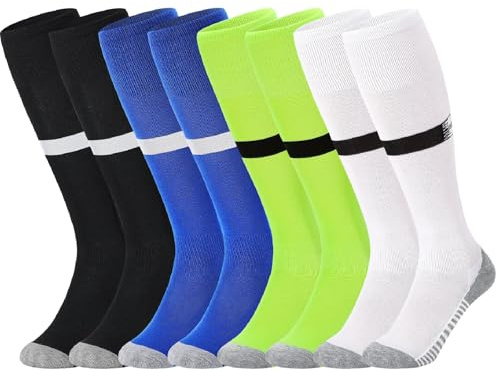 Utensilsto 4 Paar Fußballsocken Kinder 31-34 35-38 Sportsocken | Lange Fußball Socken,Atmungsaktiv,Fussball Socken für Jungen Mädchen,Rutschfeste Trainingssocken,Fußball,Laufen,Basketball