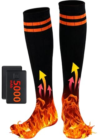 Calcetín eléctrico – Tamaño 36-46, batería recargable de 5000 mAh, calcetines calefactados con control de aplicación, calentadores de algodón, calcetines de esquí, senderismo, camping, correr, caza