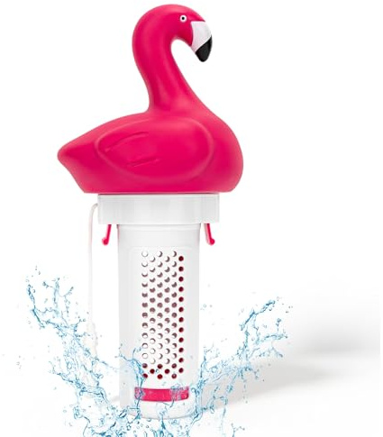 KGC Chlor Dosierschwimmer Schwimmender für Pool - Pool Chlor Dosierer Smaler Kompatibel 2,5cm Chlortabletten Dosierschwimmer Für Whirlpools Spas Badewanne Springbrunnen Flamingo Chlorschwimmer