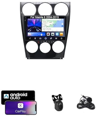 Radio De Coche Android 15 para Mazda 6 2004-2015, Pantalla Táctil De 9 Pulgadas con Cámara De Retroceso, CANbus/DSP/Wireless CarPlay/Android Auto/Bluetooth/26UIs/AHD(H300)