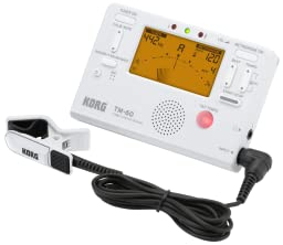 Korg – TM60CWH Combo-Tuner-Metronom mit Kontakt-Ansteckmikrofon – Weiß