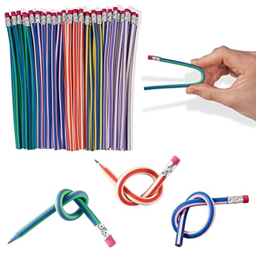 THE TWIDDLERS 70 Crayons Souples Flexibles, Crayons Rigolos Fantaisie pour Garçons & Filles - École, Kermesse, Gadget Anniversaires Enfants, Cadeaux Invités, Pochettes Surprises