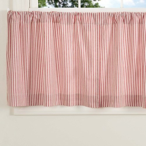 Piper Classics Farmhouse Vorhänge, gestreift, Rot, 2 Stück, 61 cm lang, Café-Vorhänge