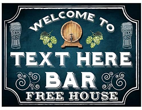Shawprint PERSONALISED BAR PUB METAL TIN WALL SIGN GIFT WALL KITCHEN HOME BAR MAN CAVE GIFT (2PER) (267MM X 200MM (10 X 8)) (267MM X 200MM (10 X 8))