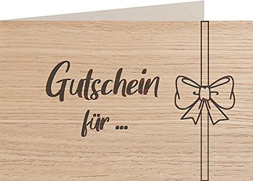 myZirbe Holzkarte - Gutschein für - 100% handmade in Österreich - Postkarte, Geschenkkarte, Grußkarte, Klappkarte, Karte, Einladung, Holzart:Eiche