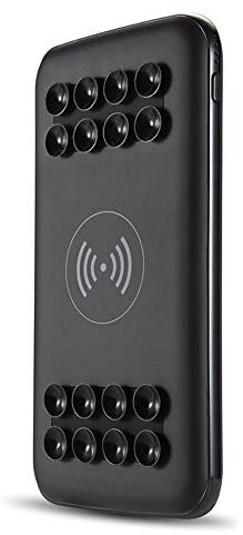 MYYING ELE Wireless Charger Power Bank, 10000mAh Portable External Battery Pack with Dual USB and Suction Cup Compatible with iPhone XS/XR/XS Max/8/8 Plus and All Qi-Enabled Devices, Black