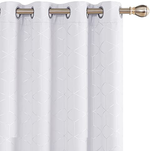 Deconovo Vorhang Blickdichte Vorhänge Kälteschutz Thermovorhang Hitzeschutz, Verdunkelungsgardinen mit Ösen, Thermogardinen, 229x132 cm(HöhexBreite), Silber Grau, 2er Set