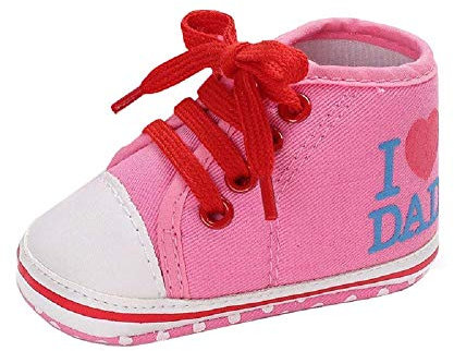 Scarpe Rosa Scarpine Ginnastica Neonati Bambini I Love Dad Taglia 20 EU 13 Produttore Ti Amo Papa Infant Training Sole Soft Flexibility Parental Love Cute Supportive