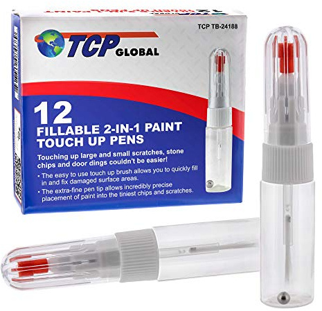 TCP Global 2-in-1 Paint Touch-Up Pens (12-Pack) - 10ml Fillable Applicator