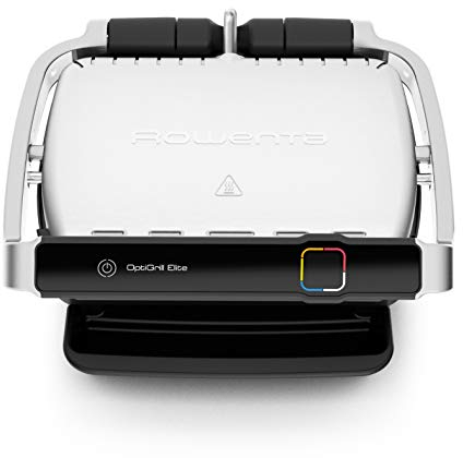 Rowenta GR750D21 OptiGrill Elite Elektrische Grillpfanne mit abnehmbaren Platten, intelligenter Grill für den Innenbereich, Kochassistent, 12 automatische Programme, 2000 W, 6 Personen, inklusive