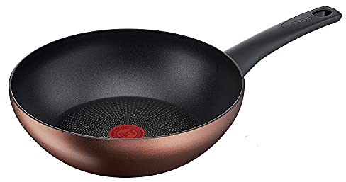 Tefal G25319 Resource Wok Pan 28 cm | Titanium Pro Non-Stick Coating | Thermal Signal | Durable | Suitable for Induction Cookers | Easy to Clean | Black/Copper