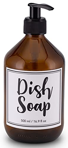 Lifestyle Lover Seifenspender 500ml aus Braunglas, Bernsteinfarben für Seife, Spülmittel, Spüli Braun Glas, Dish Soap 500ml