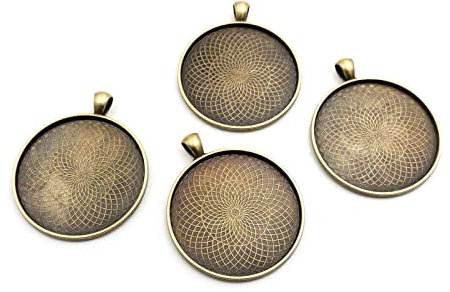 Vintageparts Fassung für 40mm Cabochons in antik Bronze 4 Stück zum Schmuck selber basteln