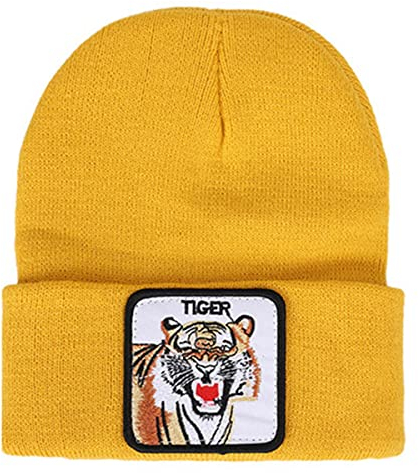 NLAND Herren Beanie Mütze Unisex Winter Strickmütze Tier Stickmuster Beanie Mütze Einfarbig Weiche Elastische Mütze Beanie Mode Trendige Beanie Mütze