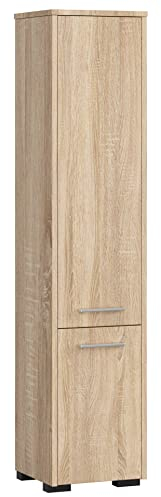 AKORD | Armario Alto de Baño | Cómoda de Baño | Fin 2P, 2 Puertas (Superior e Inferior) | A30 x H140 x F30 cm | 25 kg | Armario Colgante o para Montaje en Pared | Roble Sonoma