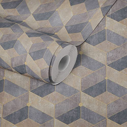 Livingwalls 3D Tapete 382022 Moderne Vliestapete Beige Gold für Wohnzimmer Schlafzimmer 10,05x0,53m Made in Germany